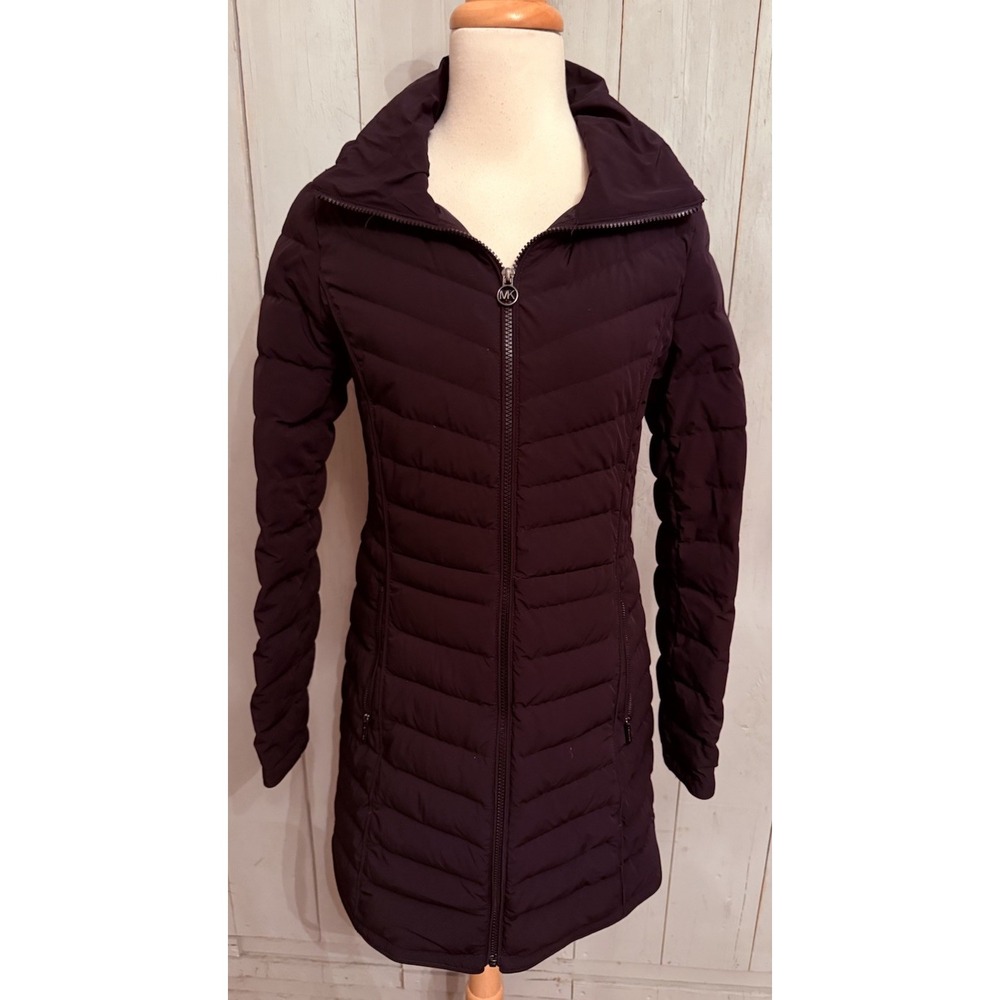 MICHAEL KORS Quilted Packable Hooded Down Fill Puffer Jacket Coat M Black 240$